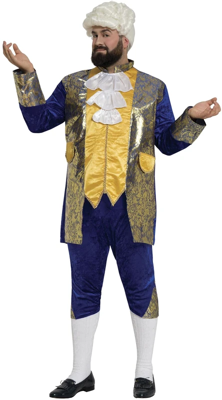 FIESTAS GUIRCA | Blue Marquis Fancy Dress for Men (42-44/XL) - Jacket, Trousers and Jabot - Historical Period Costume for Carnival, Halloween and Fancy Dress Parties - Ideal for Adults - Blue, Gold