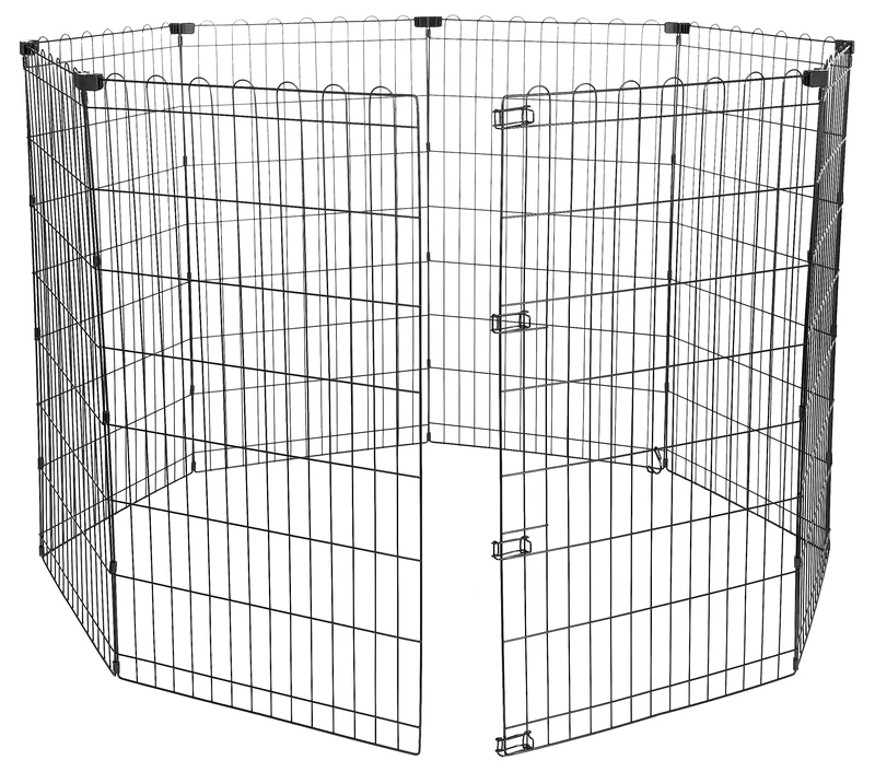 Amazon Basics - Octagonal Foldable Metal Dog and Pet Exercise Playpen - Without door - 42-inch (107-cm), Black