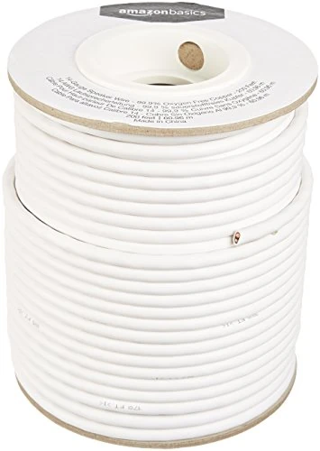 Amazon Basics Speaker Wire - 14-Gauge, 99.9% Oxygen-Free Copper, 61 m, Red, Black