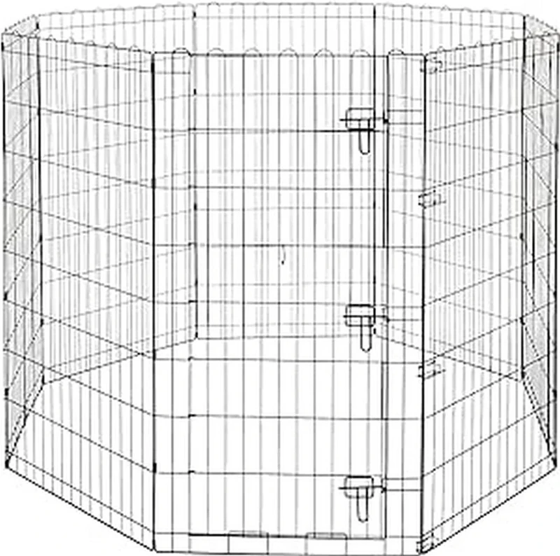 Amazon Basics Foldable Octagonal Metal Dog Pen/Puppy Pen/Playpen Indoor for Dogs and Pets, With door, 122 cm high, Black