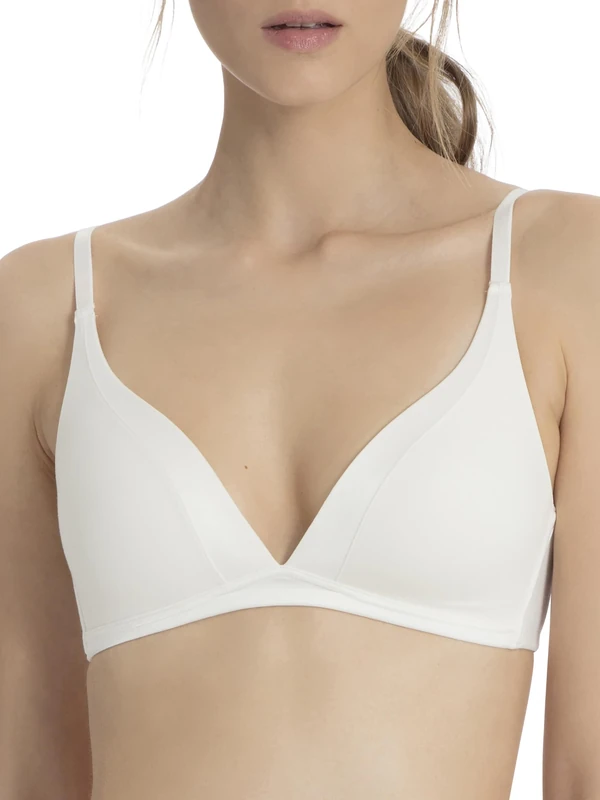 CALIDA Women's Cate Triangle Bra, Opaque, Alabaster Crème, 34B
