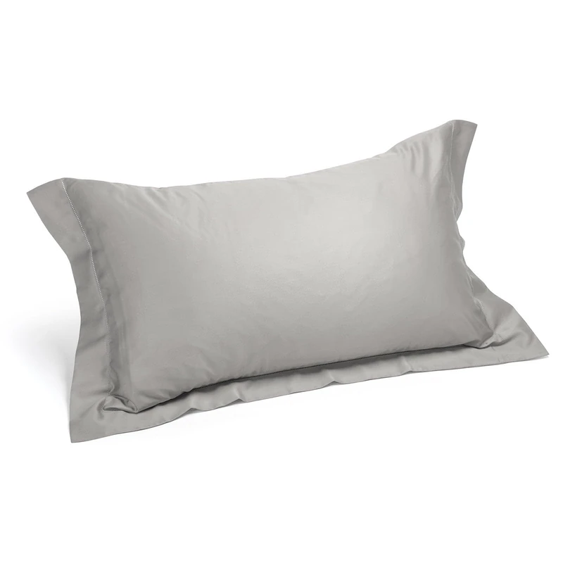 Caleffi 35297 Cotton Satin Pair Pillow Cases for Standard Bed, Silver