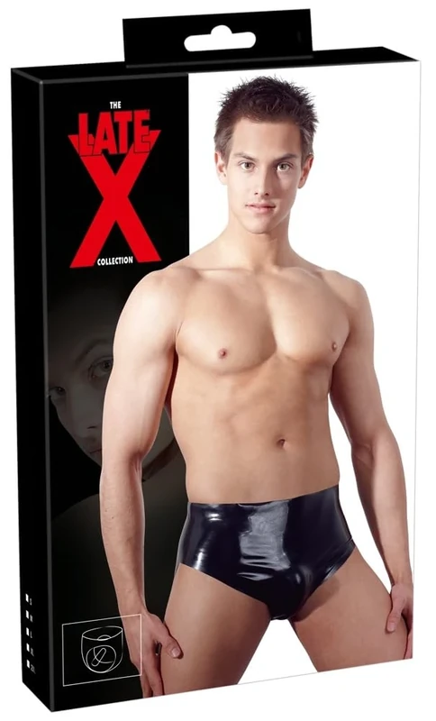 Late X Men's Latex Briefs with Plug, Large