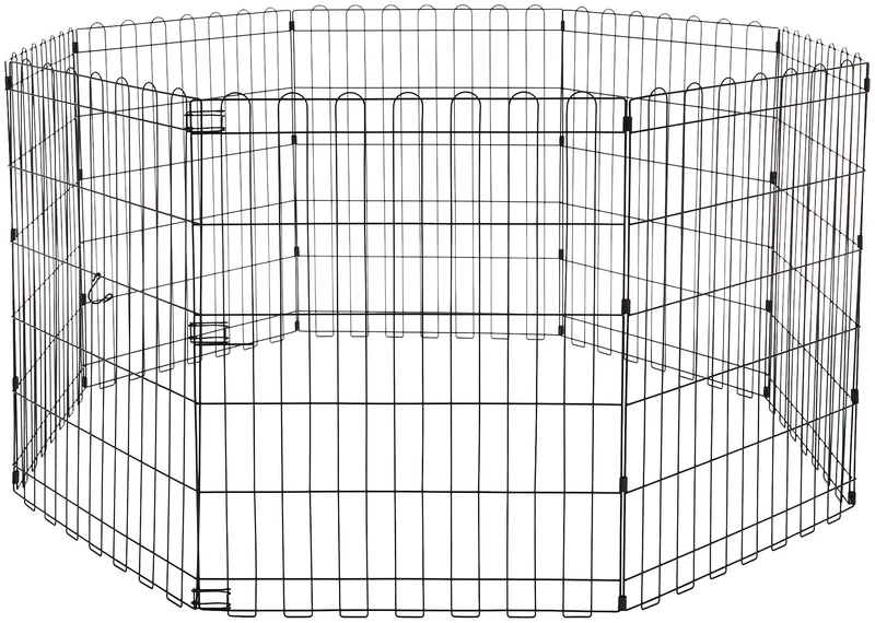 Amazon Basics - Octagonal Foldable Metal Dog and Pet Exercise Playpen Without door, 30-inch (76.2 cm high), Black