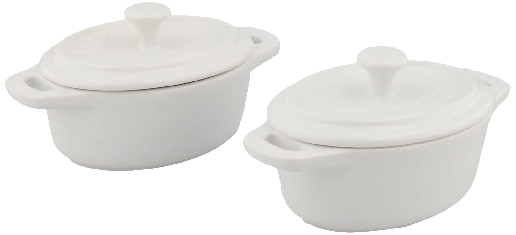 Staub 40511-872 Ceramic Oval Mini Cocotte Pair, White, 4.3 inches (11 cm), Set of 2, Heat Resistant Storage Containers, Microwave Safe