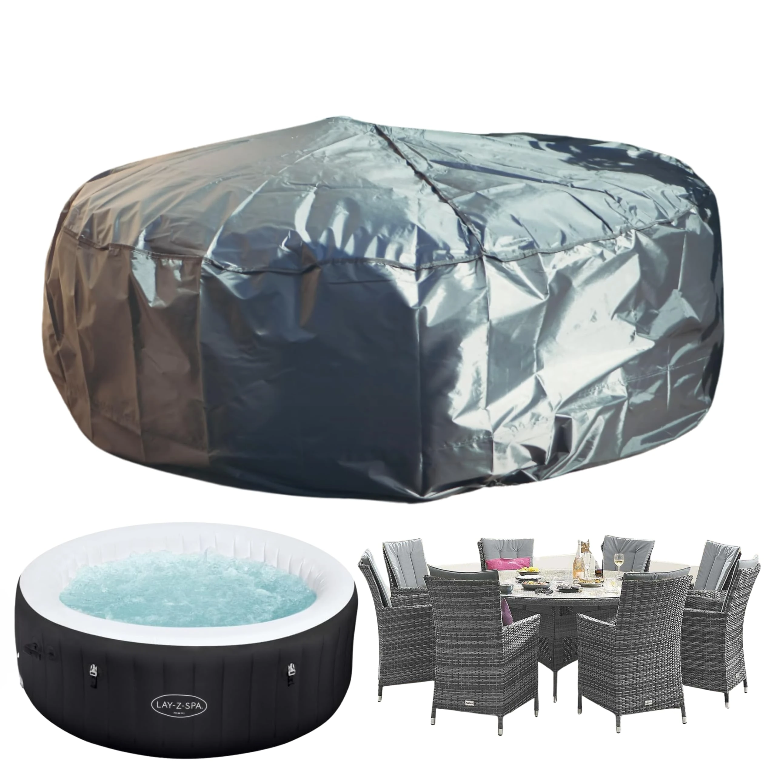 Speedwellstar Round Garden Table Hot Tub Cover Fitted Circular Drawstring Circular (Medium)