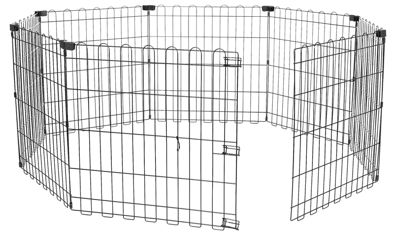 Amazon Basics - Octagonal Foldable Metal Dog and Pet Exercise Playpen Without door, 24-inch (61 cm high), Black