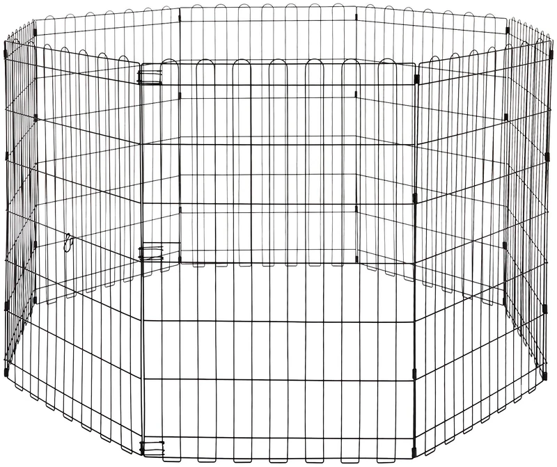 Amazon Basics Foldable Metal Dog and Pet Exercise Playpen - Without door - 36-inch (91-cm)