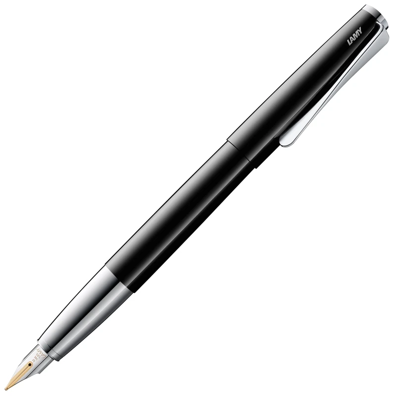 Lamy studio pianoblack - Fountain Pen in elegant metal body - 14 ct. gold nib, partially platinum-plated & in nib size EF - incl T 10 blue ink cartridge
