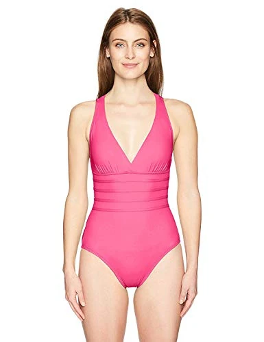 La Blanca Women's Island Goddess Multi Strap Cross-Back Mio One Piece Swimsuit, Fuchsia, 20