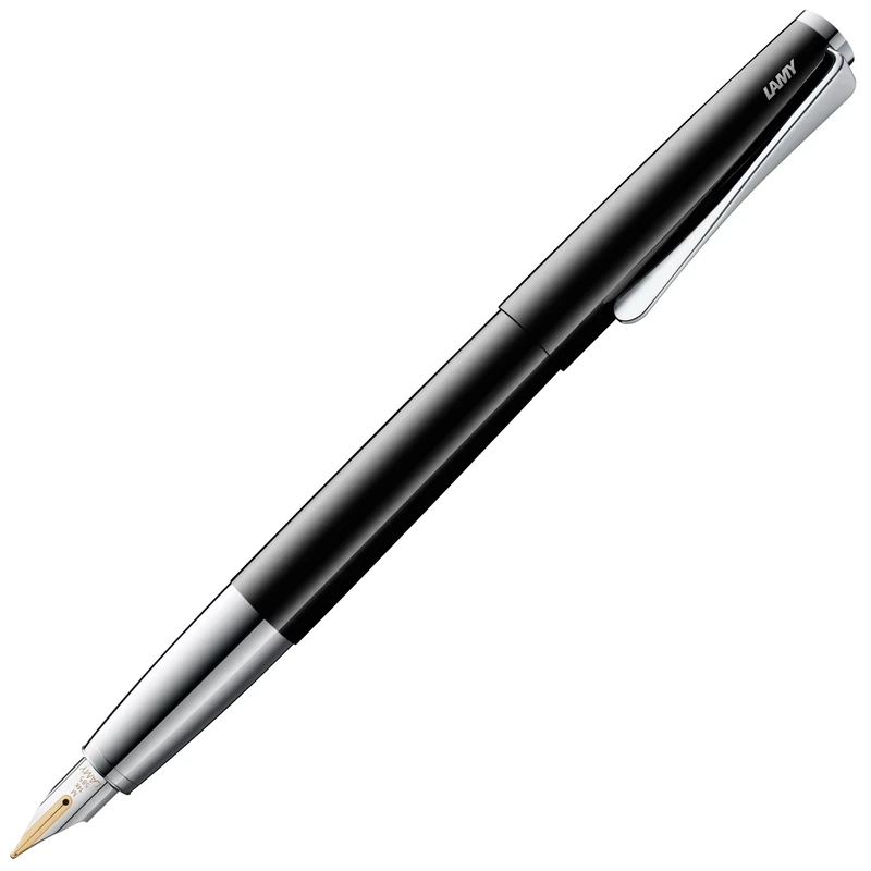 Lamy studio pianoblack - Fountain Pen in elegant metal body - 14 ct. gold nib, partially platinum-plated & in nib size B - incl T 10 blue ink cartridge