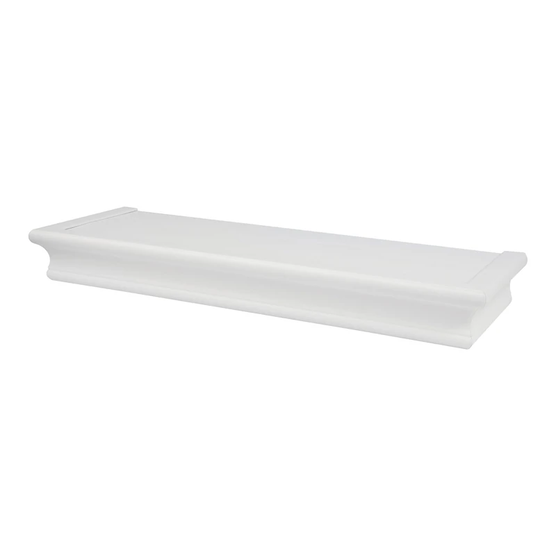 Hillman HIGH & MIGHTY 515604 Decorative 18" Floating Shelf Holds up to 15lbs, Easy Tool-Free Dry Wall Installation, Beveled, White