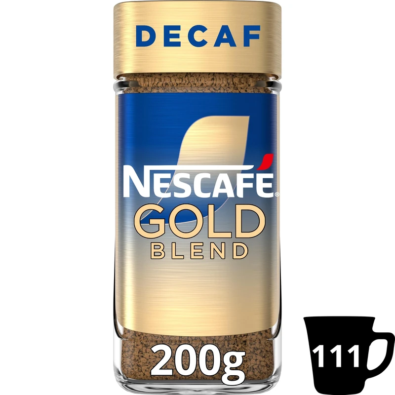 NESCAFÉ Gold Blend Decaf Premium Instant Coffee, Rich Aroma and Smooth Taste Gold Blend Decaf Coffee, 200g (Pack of 1)