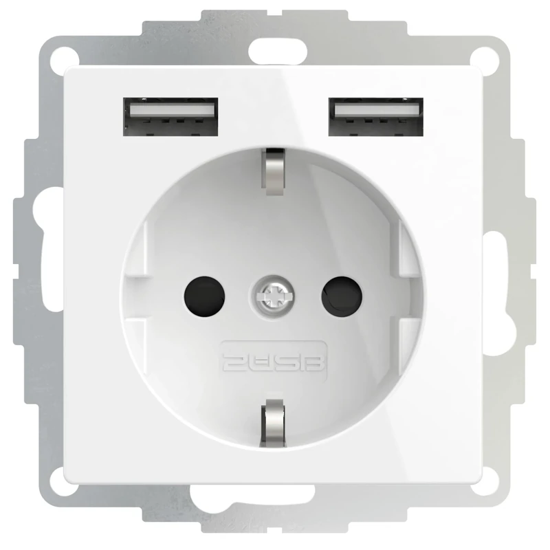 2USB 106202 2U-449339 inCharge PRO USB Socket, Pure White Glossy, 71x71x45 mm