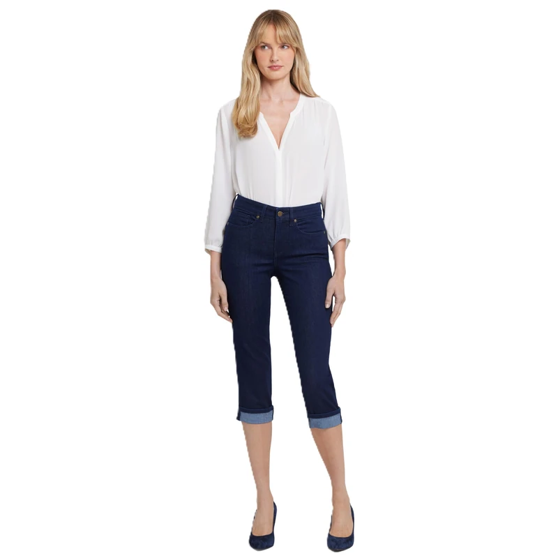 NYDJ Women's Marilyn Straight Cuff Cropped Slimming Jeans, Rinse, 8 20