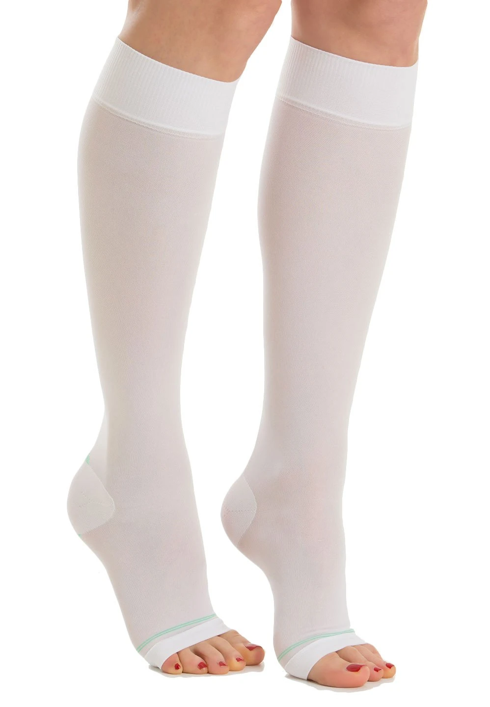Relaxsan Antiembolism M0350A (1 Pair - White, L) Open-toe anti-embolism knee high socks - K1-18-23 mmHg
