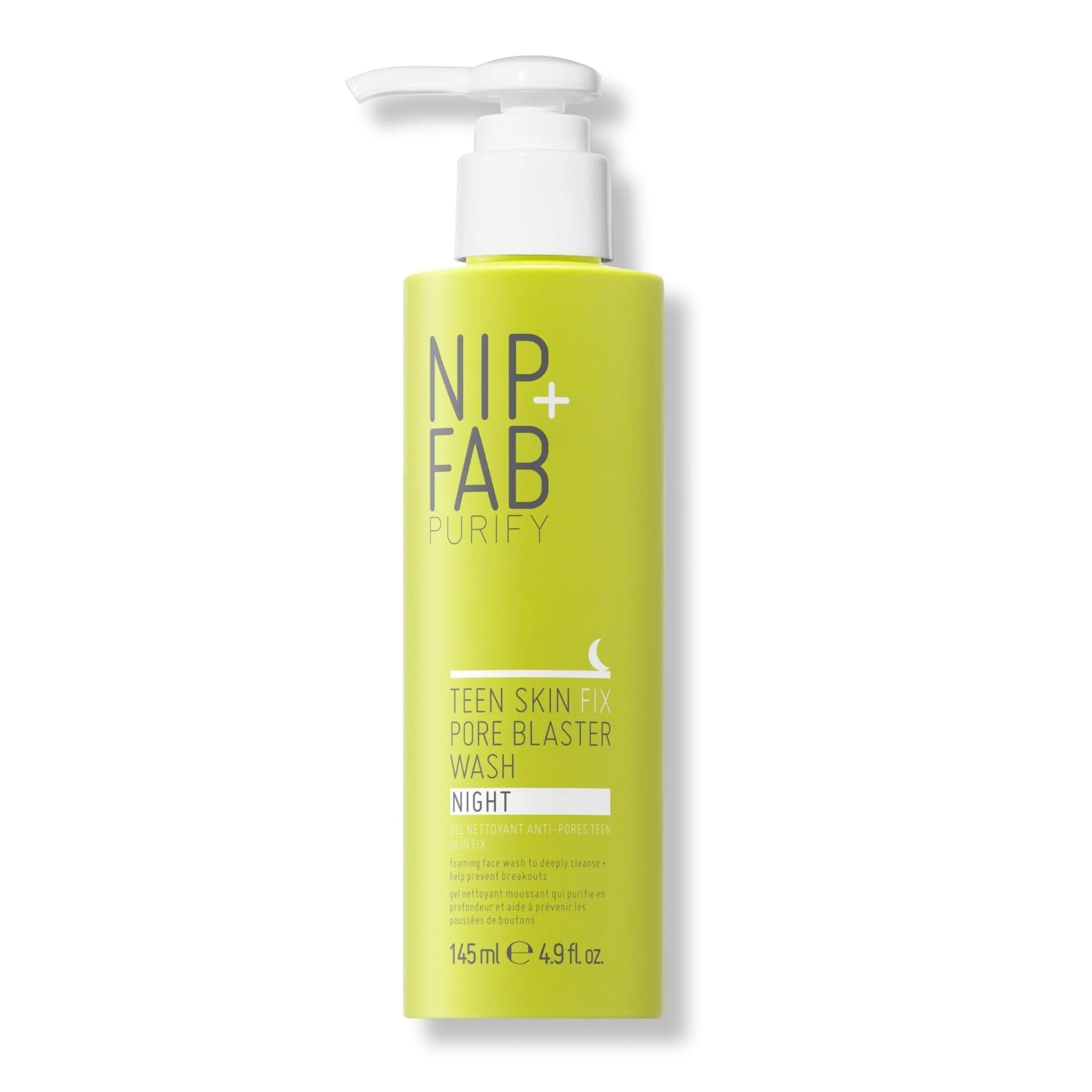 Nip + Fab Teen Skin Fix Pore Blaster Night Face Wash with Salicylic Acid, Wasabi Extract, and Tea Tree Oil Cleansing Purifying Facial Cleanser, Breakouts, 145ml