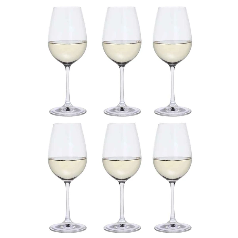 Dartington Crystal Six White Wine Glasses, Set of 6 | White Wine Glasses | 223mm | 350ml | Suitable for Everyday use and Special Occasions, Six is a Set of Elegant and Functional Glasses