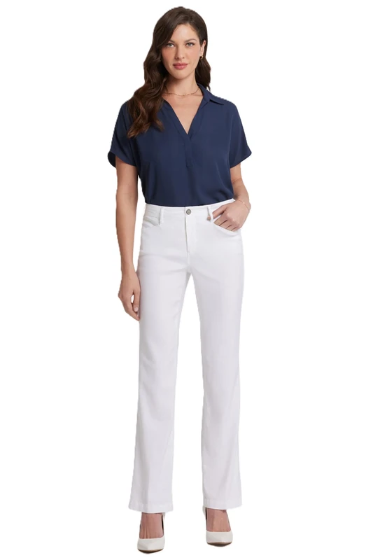 NYDJ Women's Petite Linen Trouser Jeans, Optic White, 14