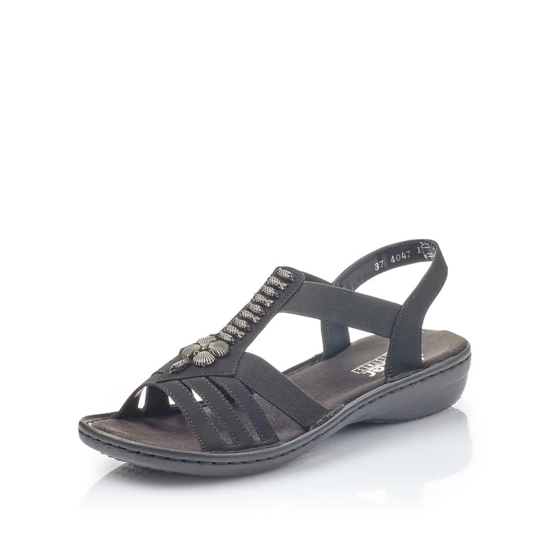 Rieker Women Sandals 60806, Ladies Strappy Sandals,Summer Shoe,Summer Sandal,Comfortable,Flat,Black (Schwarz / 00),40 EU / 6.5 UK
