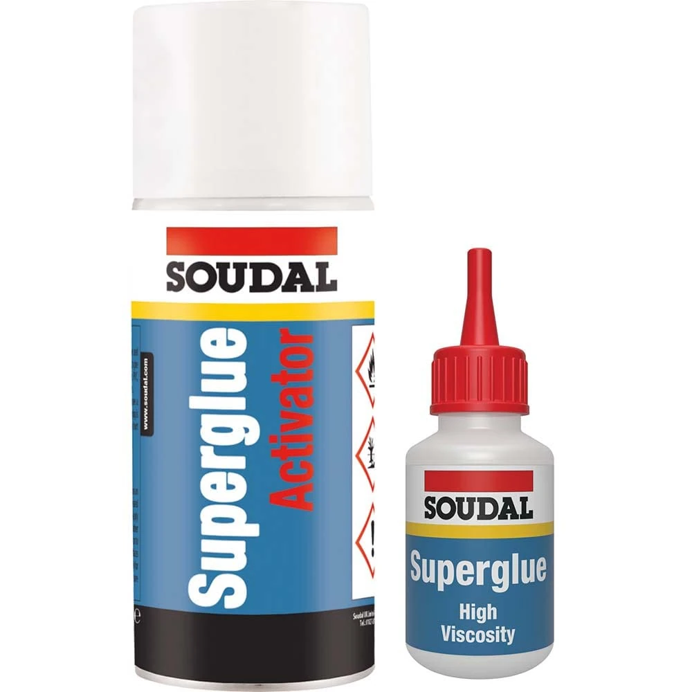 Soudal HIGH Viscosity SUPERGLUE 50g + ACTIVATOR 200ml Bonding MITRE Kit