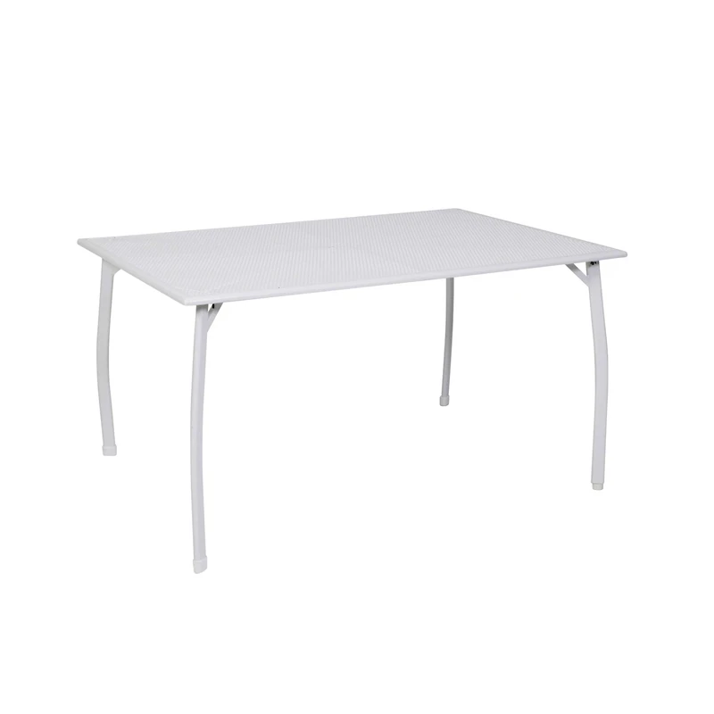 greemotion Toulouse Rectangular Garden Table, Plastic-coated Steel Bistro Table, Height Adjustable 2-4 Seater Dining Table for Terrace and Balcony, Outdoor Patio Furniture, approx. 140 x 90 x 74 cm, White