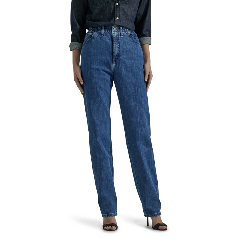 Lee Women's Missy Relaxed-Fit Side Elastic Tapered-Leg Jean, Pepper Stone, 6 Long