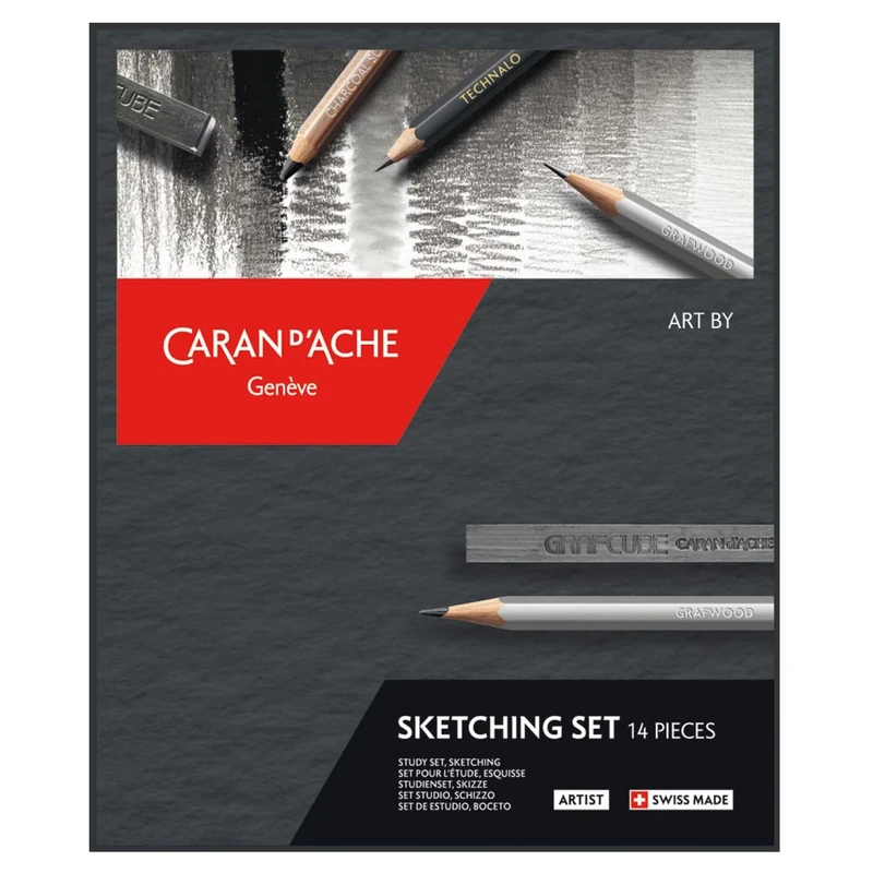 Caran d'Ache Art by Sketching Set 14 Pieces, Multi-Coloured, Sketching Set (14 Pieces), 0776.714