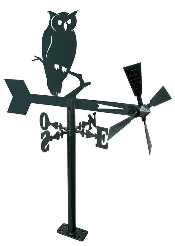 Arthifor Garden Vane with Owl Silhouette, Matte Black