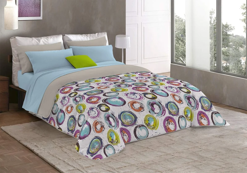 Italian Bed Linen MB Home Italy “Fantasy” Winter Quilt, Cerchi Astratti, 260x260 cm