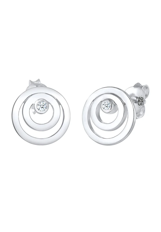 Diamore Women 925 Silver Silver Round Diamond Stud Earrings