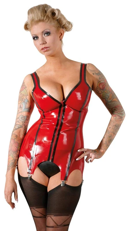Late X Latex Basque, Red, X-Large