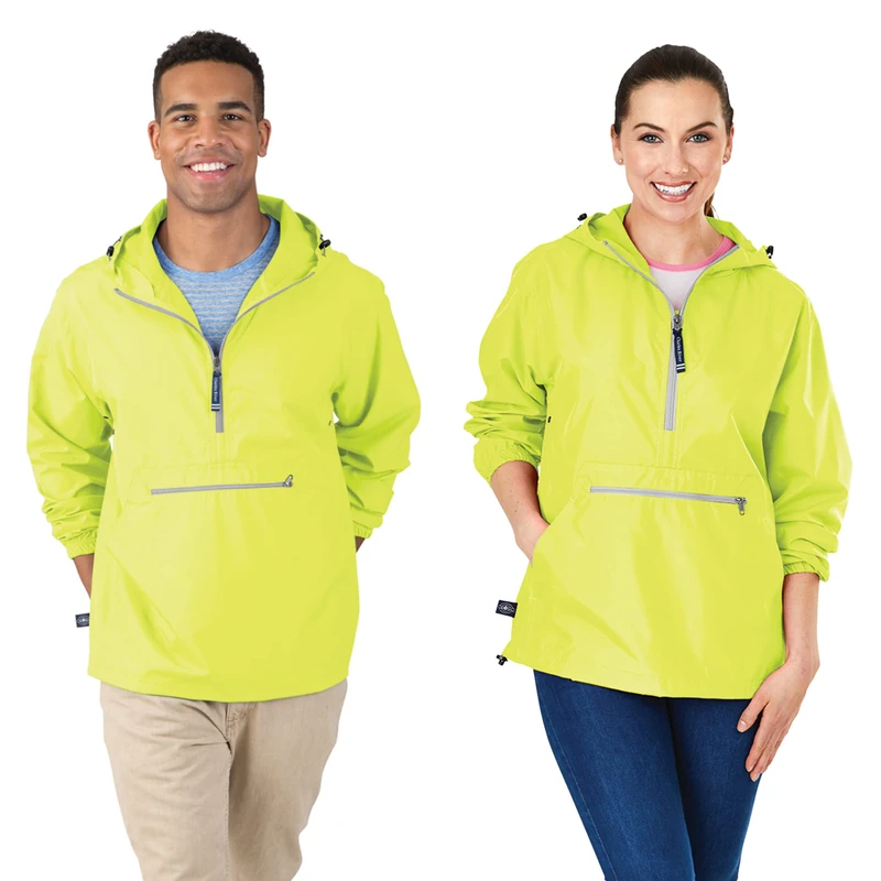Charles River Apparel Unisex's Pack-n-go Windbreaker Pullover Jacket, Neon Yellow, XXXL