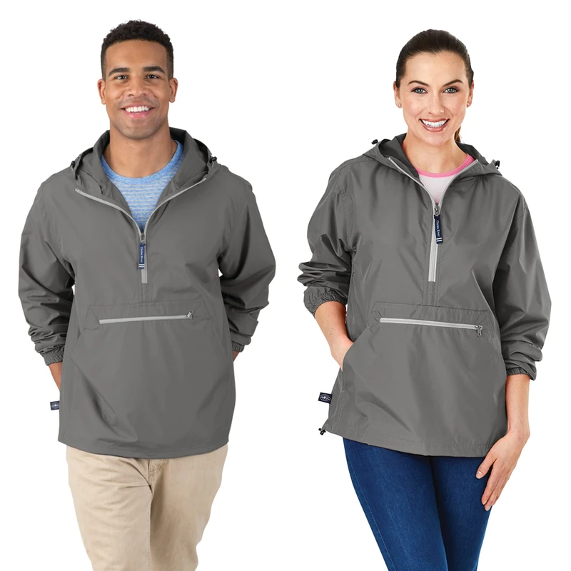 Charles River Apparel Unisex's Pack-n-go Windbreaker Pullover Jacket, Gray, S
