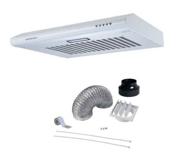 Cookology VISOR600WH DK1M120 60cm Visor Cooker Hood | Extractor Fan in White with Duct