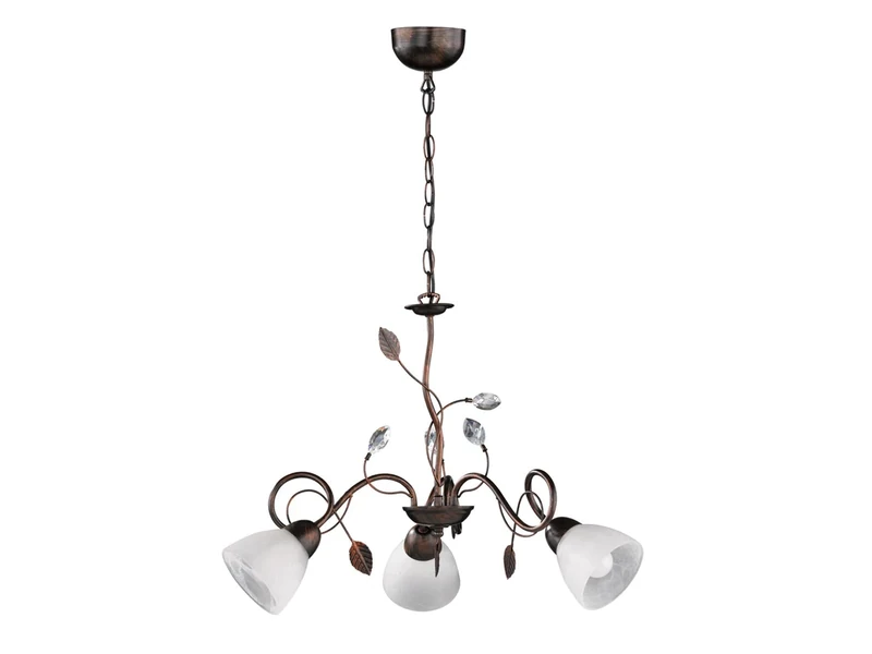 Trio Leuchten Chandelier, Metal Glass, E14, Antique Rust Colour