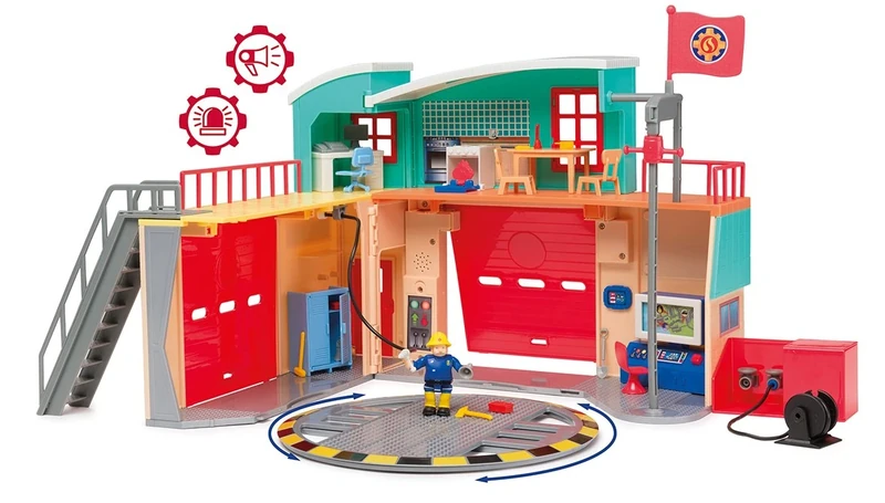 Smoby – 109258282002 – Fireman Sam – Pontypandy Fire Brigade Station + 1 Figurine – Batteries Included