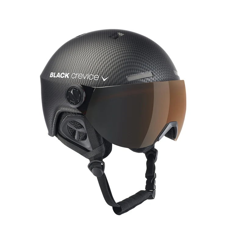 Black Crevice Unisex – Adult Ski Helmet Gstaad with Visor, S/M (54-57), Black Carbon/Orange Visor (54-57 cm)