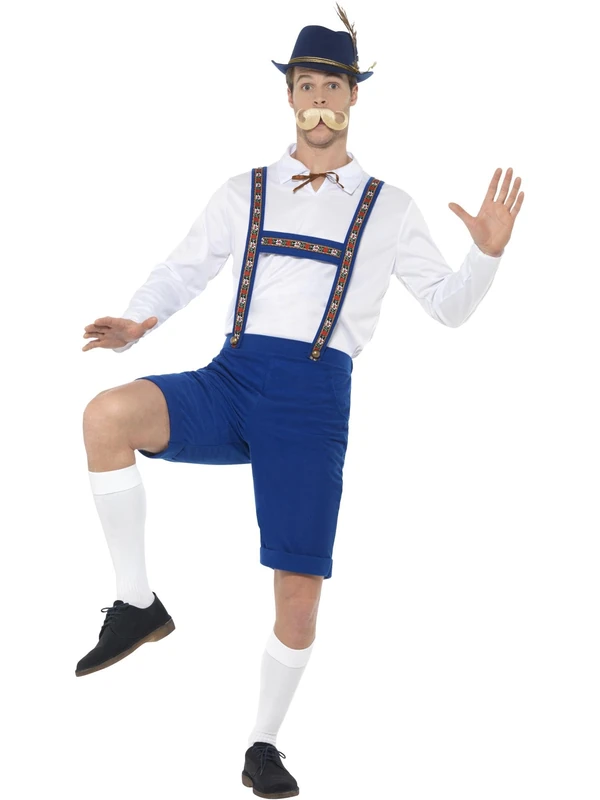 Smiffys Bavarian Costume - Blue Oktoberfest Lederhosen Set