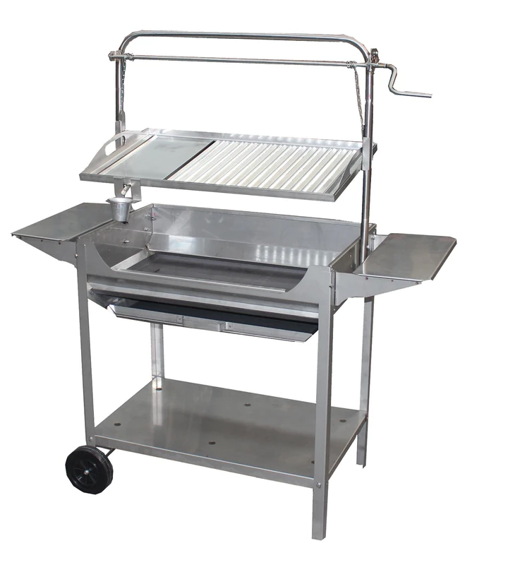 Imex El Zorro 71766 Stainless Steel Barbecue with Grill/Iron, Riser, Wheels and Trays, Grey, 124 x 50 x 140 cm - Image 1