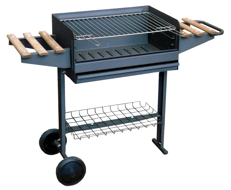 Imex El Zorro Barbecue with Zinc Grill, Wheels and Trays, Black, 120 x 42 x 86 cm, 71760