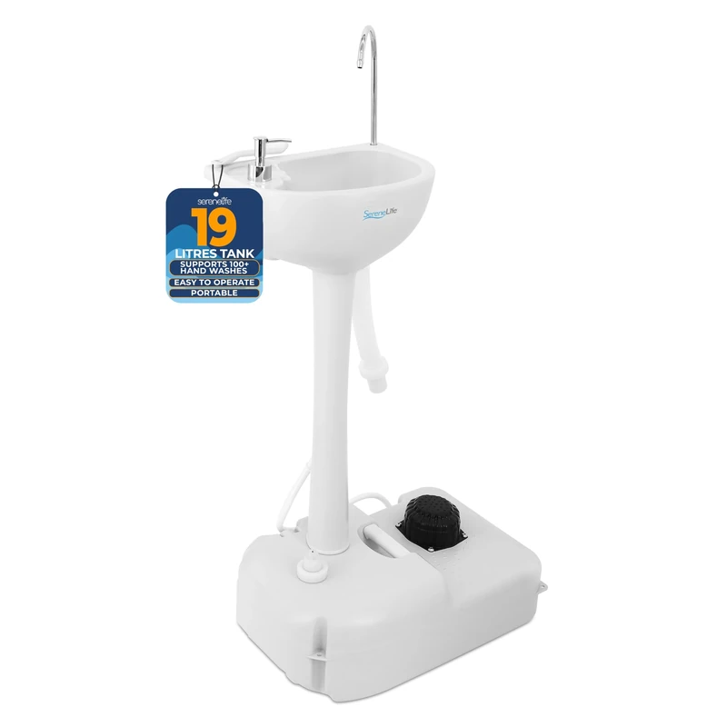 SereneLife Portable Sink, Camping- 19L Water Capacity –Outdoor, Portable Hand Wash Station, Towel Holder & Soap Dispenser, For Outdoor Events, Gatherings, Worksite, & Camping