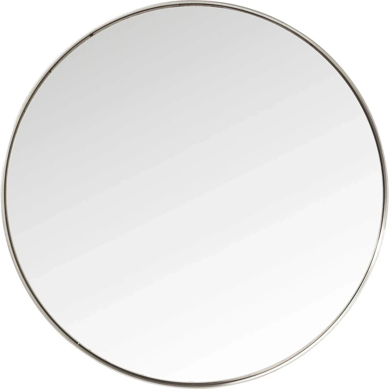 Kare Design Mirror Curve, Silver, Round, Diameter 100 cm, Modern, Home Decor, Large Wall Mirror for Living Room, Hallway, Bedroom, Dressing Room, Wardrobe