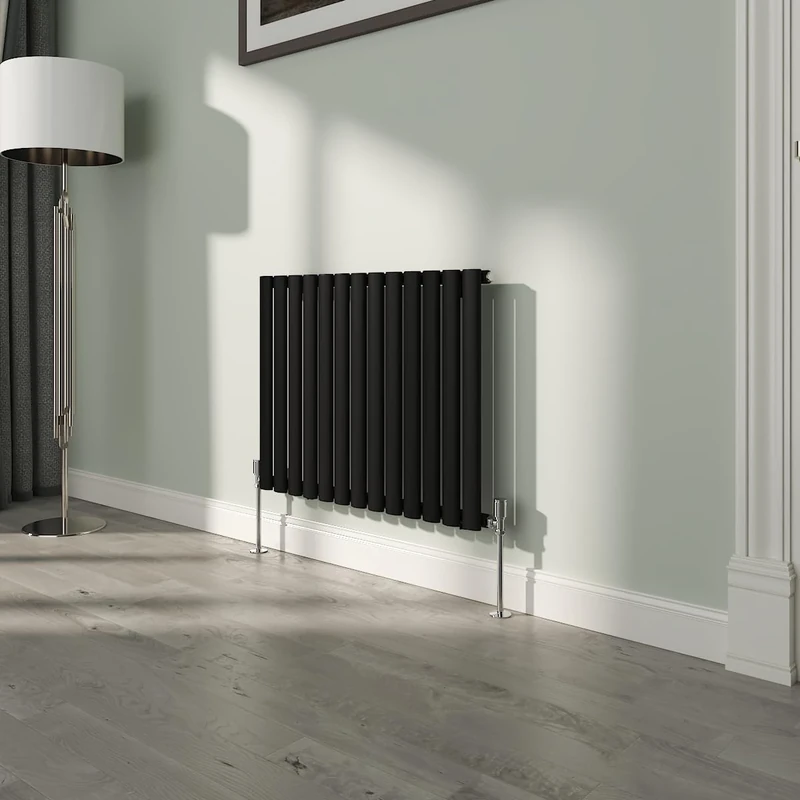 NRG Premium Black Oval Single Panel Designer Radiator 600x767mm Central Heating