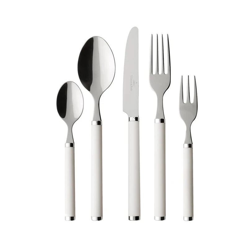 Villeroy & Boch Play! White Pearl Cutlery for up to 6 People, 30 Pieces, Stainless Steel, White Plastic Handle