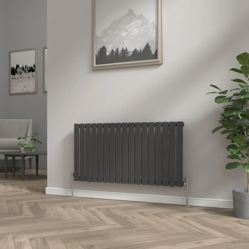 NRG 600x1156 mm Black Column Designer Radiator Horizontal Single Flat Panel