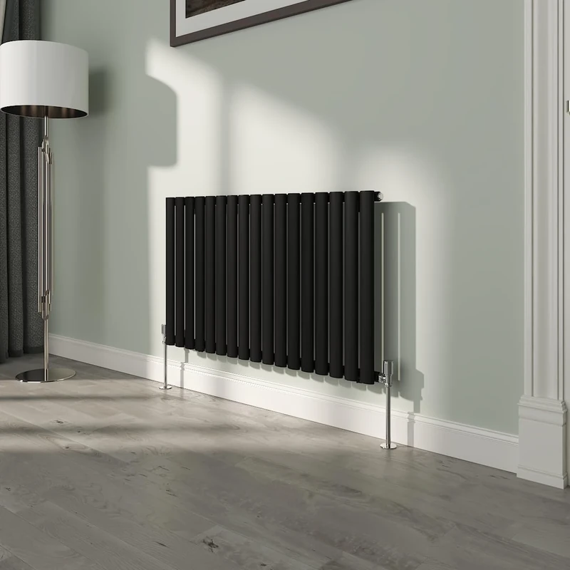 NRG Premium Black Oval Single Panel Designer Radiator 600x1003mm Central Heating