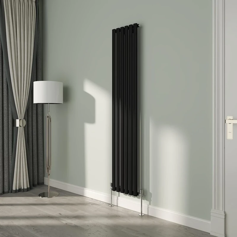 NRG Premium Black Oval Single Panel Designer Radiator 1800x354mm Central Heating
