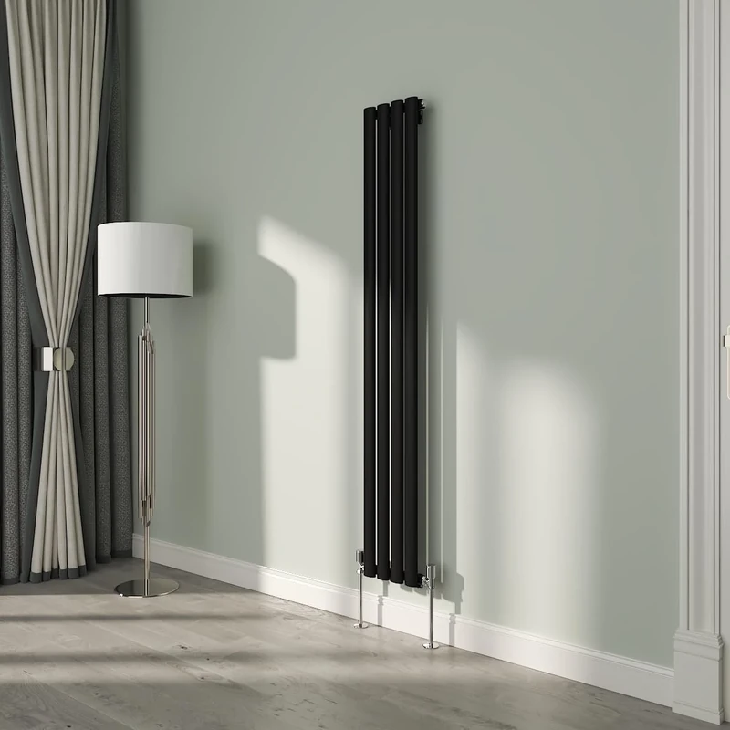 NRG Premium Black Oval Single Panel Designer Radiator 1600x236mm Central Heating