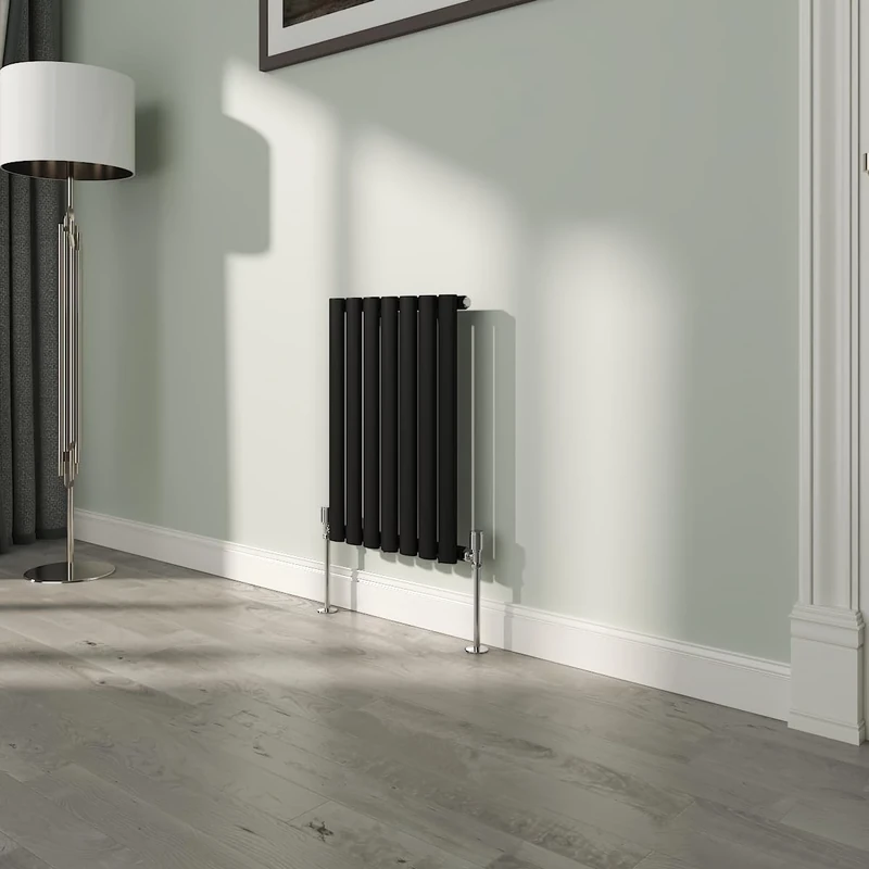 NRG Premium Black Oval Single Panel Designer Radiator 600x413mm Central Heating
